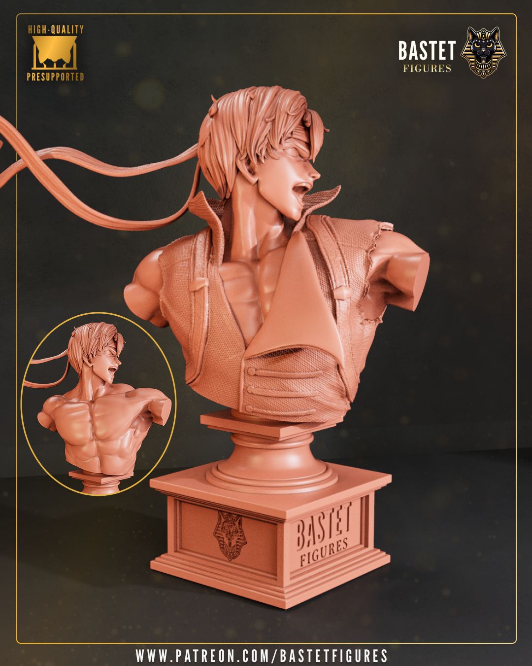 Richter Castlevania 1:8 scale 3D printed resin figure and bust – detailed base, dynamic pose, collectible statue – available raw, primed, or painted