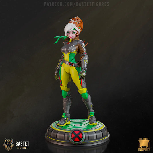 3D printed Rogue X-Men resin fan art collectible featuring full statue, bust, and keychain options with high detail, perfect for display