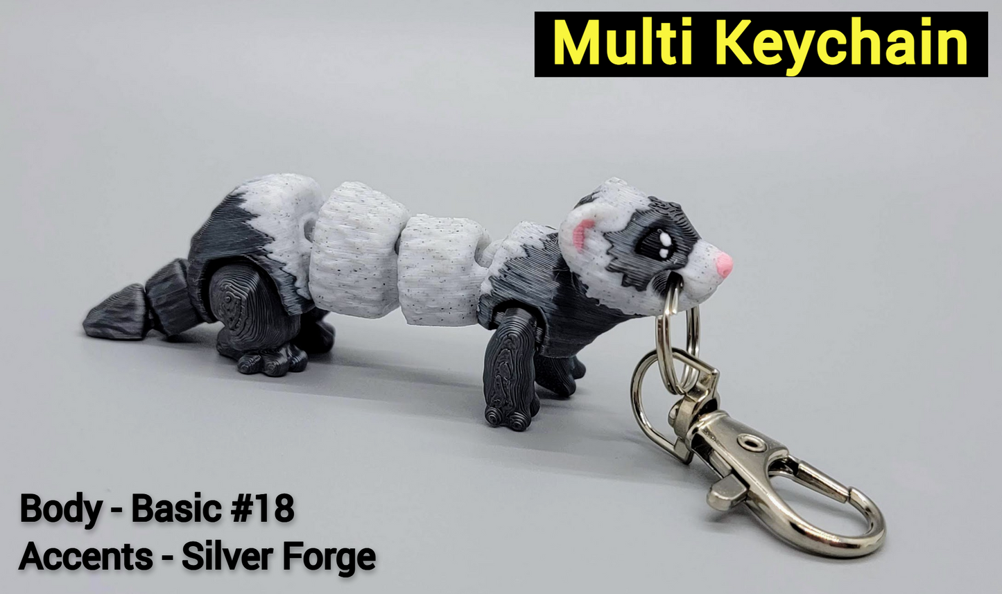 Mini Ferret Toy or Keychain – 3D Printed Fidget for Sensory Play, Customizable Colors