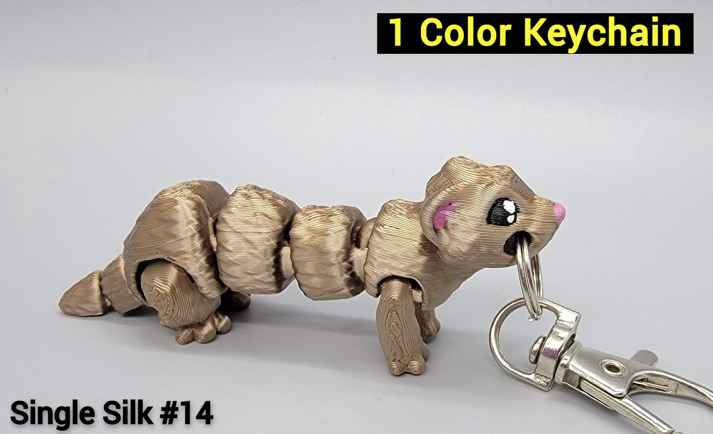 Mini Ferret Toy or Keychain – 3D Printed Fidget for Sensory Play, Customizable Colors