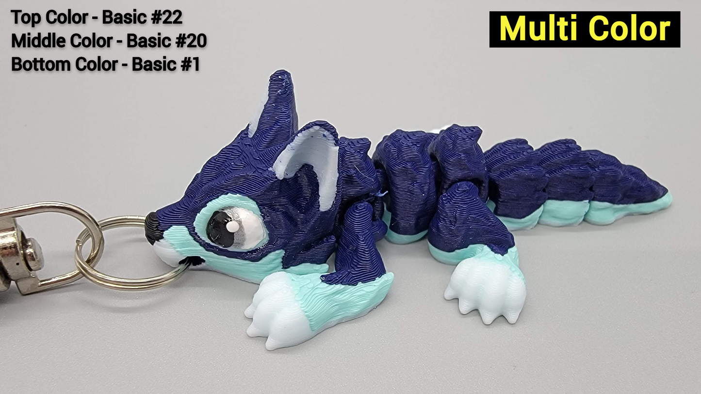 Custom Color Baby Wolf Toy or Keychain | 3D Printed | Articulated Fidget | Sensory Play | Personalized Gift