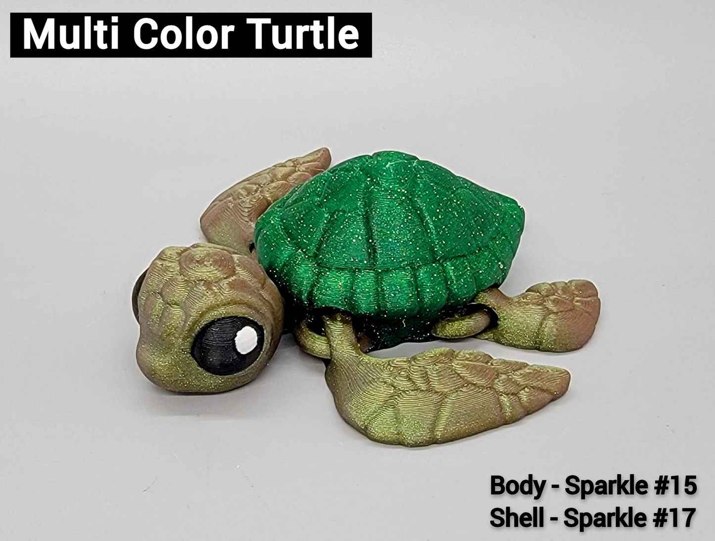 3D Printed Articulated Baby Sea Turtle – Custom Colors