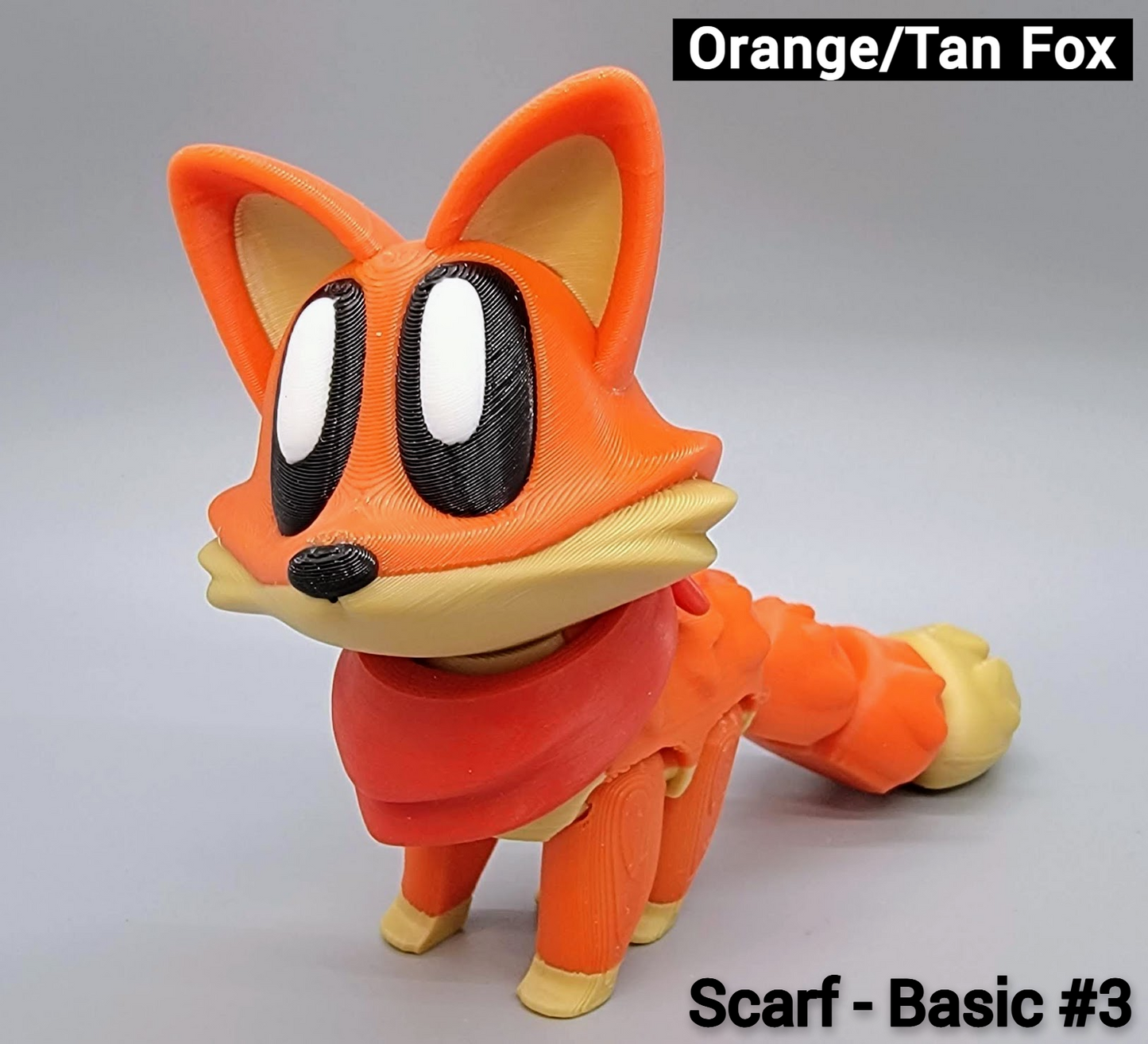Articulated Blob Fox Toy with Custom Bandana or Scarf