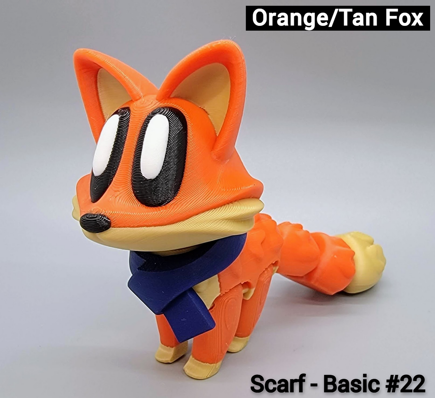 Articulated Blob Fox Toy with Custom Bandana or Scarf