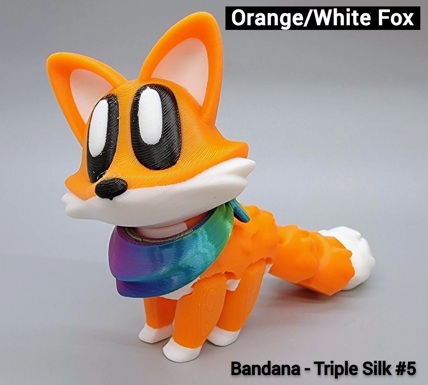 Articulated Blob Fox Toy with Custom Bandana or Scarf