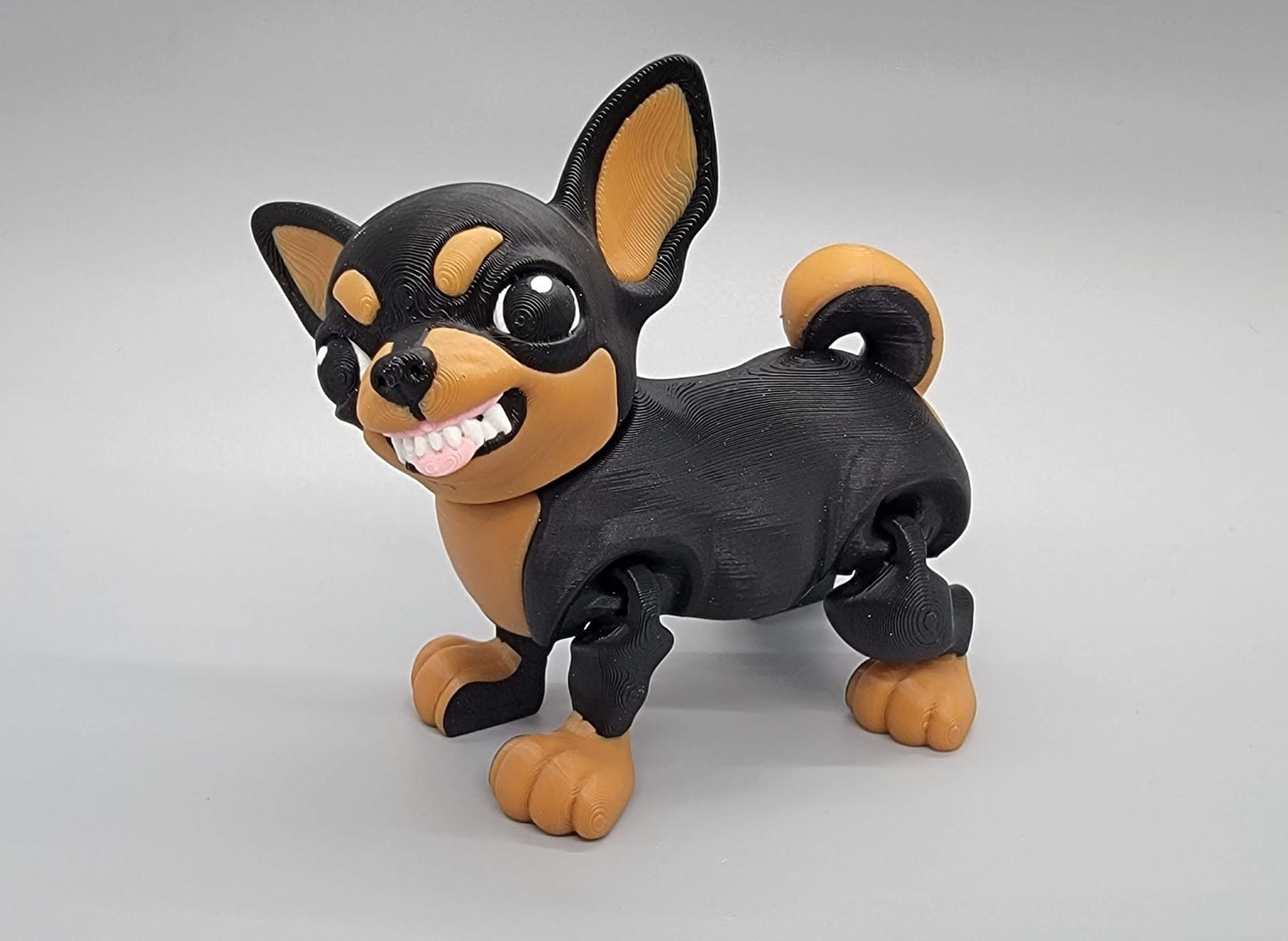 3D Printed Articulated Chihuahua Toy – Custom Faces & Colors in 2 Sizes