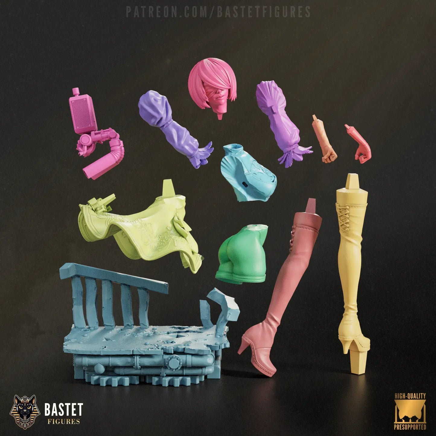 Pieces of the 1:8 scale 2B statue from NieR: Automata