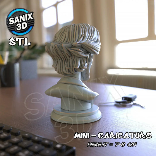 John Wick mini caricature bust 3D printed figure back view