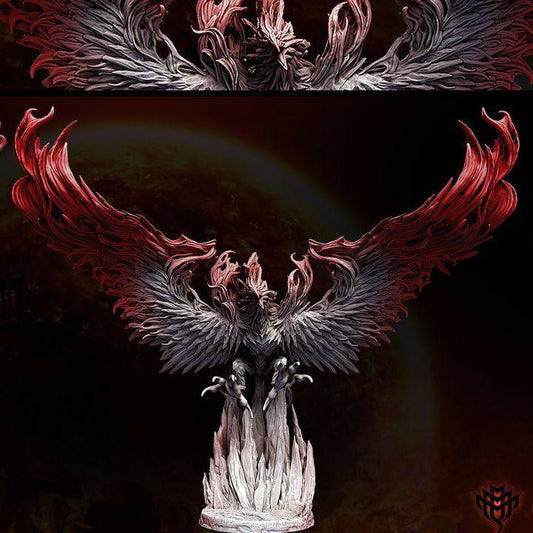 Resin fantasy phoenix with flame and frost wings
