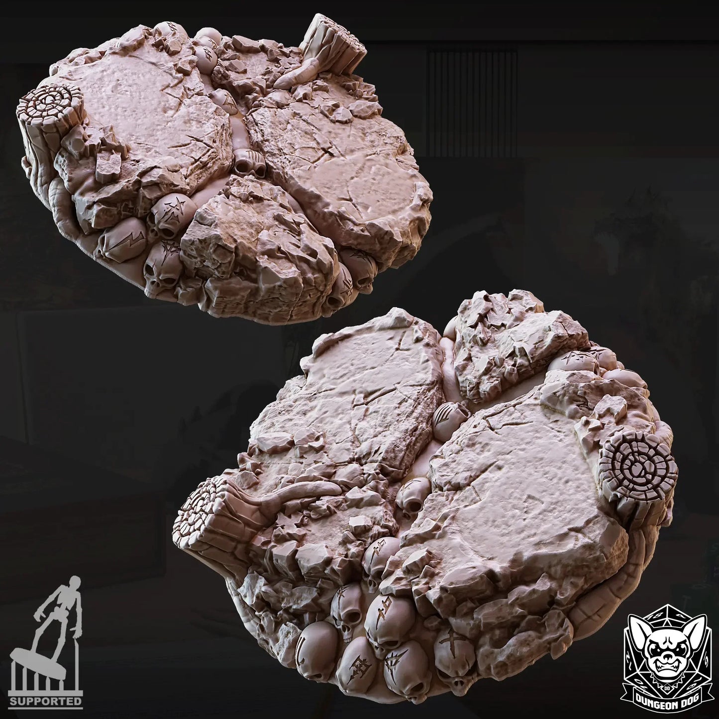 skull-studded rocky base scatter terrain for tabletop RPGs and miniature wargames