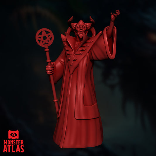 Asmodeus Lord of the Ninth resin miniature demon ruler with staff and flowing robes for tabletop RPG or dark fantasy display