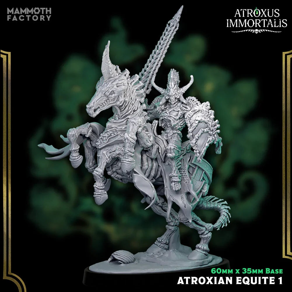Atroxian Equite undead cavalry Huge-sized miniature on skeletal horse with 60x35mm base