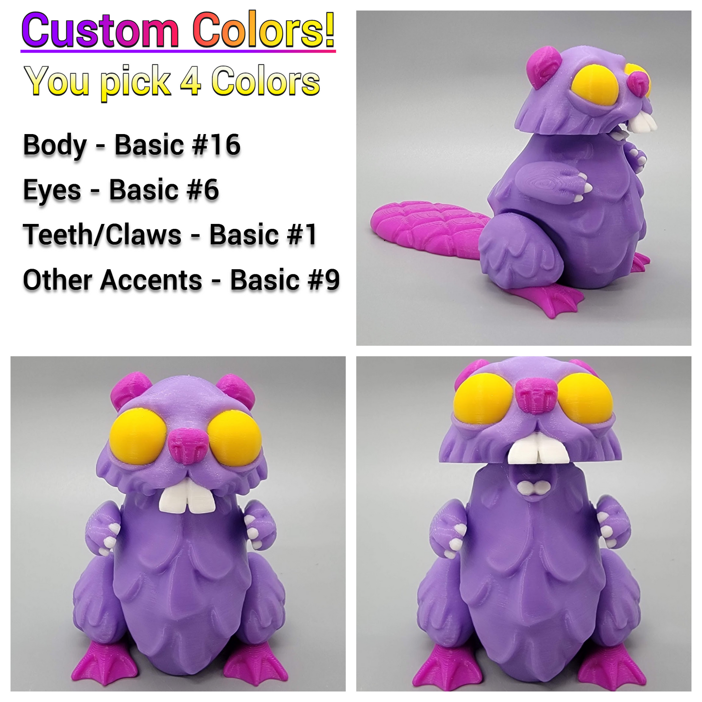 Twisty Beaver posable figure | Custom Colors | Articulated | Desk Pet