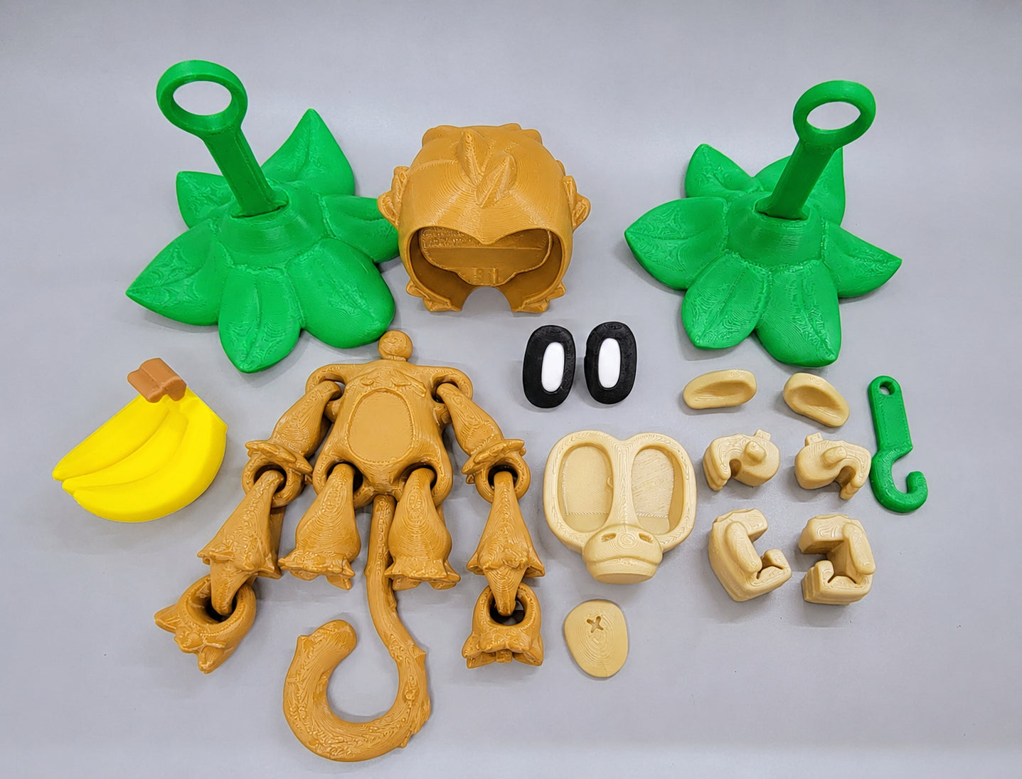Articulated Blob Monkey Toy with Banana and Magnetic Leaves