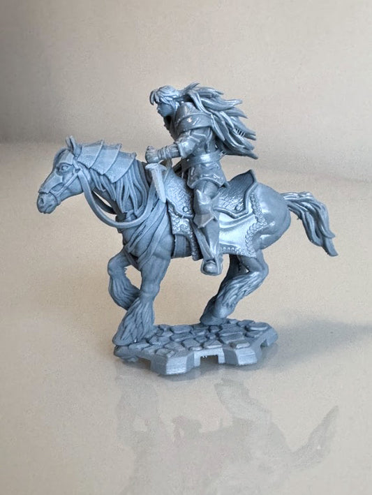 Knight Braford mounted resin miniature riding warhorse with sword – available DIY Kit, Raw, Primed, Painted