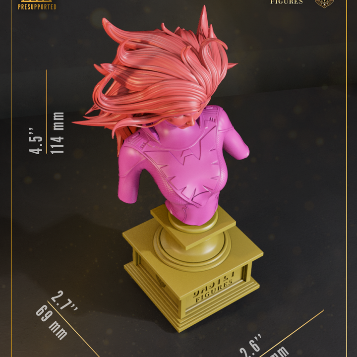 Phoenix Jean Grey resin fan art statue and bust collectible, 3D printed, customizable in raw, primed, or painted finishes