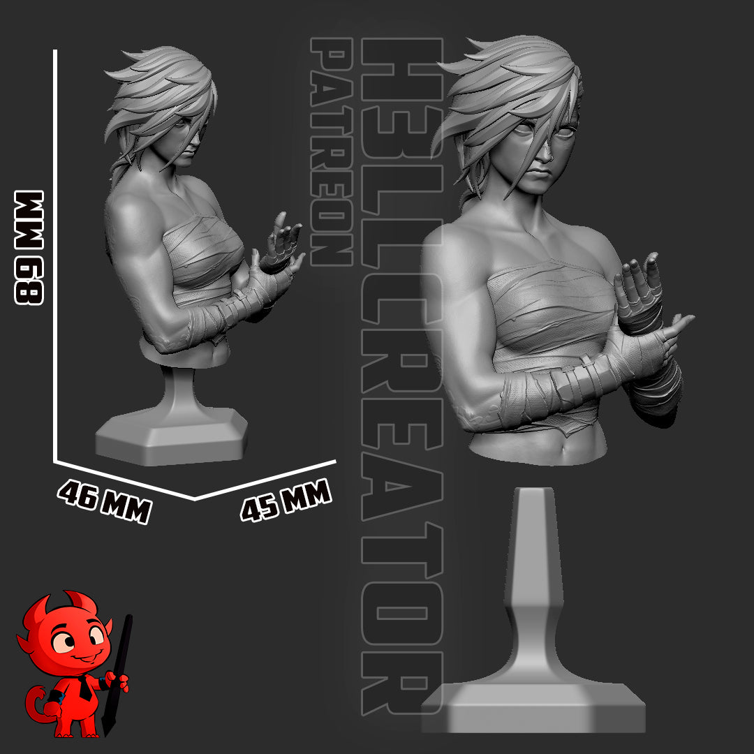 Vi Arcane resin display bust 1:10 scale with detailed facial sculpt and tattoos