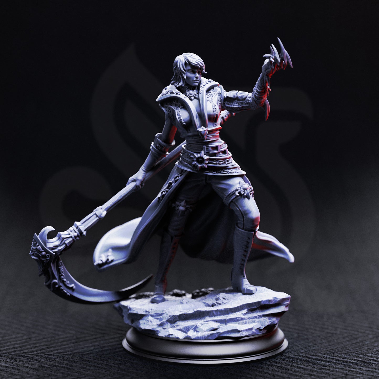 Catarina Von Strassen, vampire hunter of the Crimson Masquerade. High-detail resin miniature. DIY kit, raw, primed, or painted for TTRPGs or display.