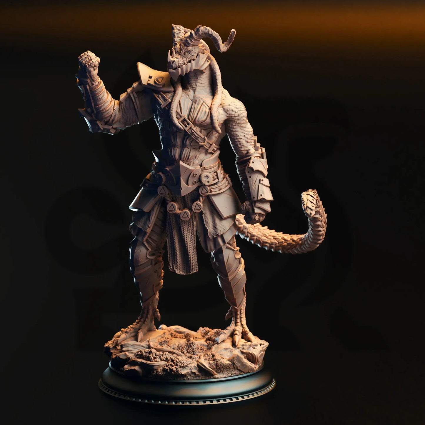 Vaakrin Steeljaw Black Dragonborn Fighter | 32mm & 75mm Resin Miniature | DM Stash