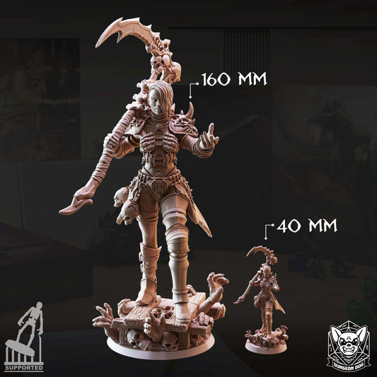 Resin Necromancer Summoner miniatures in 40mm and 160mm sizes for tabletop RPG and display