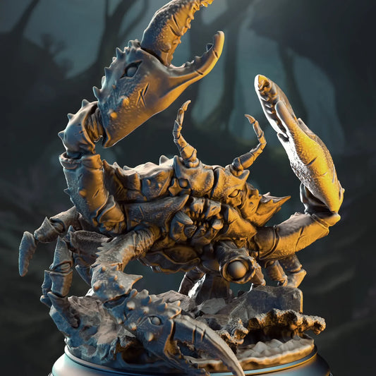 Detailed view of Snippy Bladeclaw Crab miniature showing armored shell and serrated claws