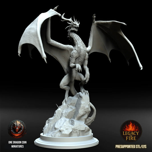 Vardask in the Rise position perched on a rock gargantuan-sized base