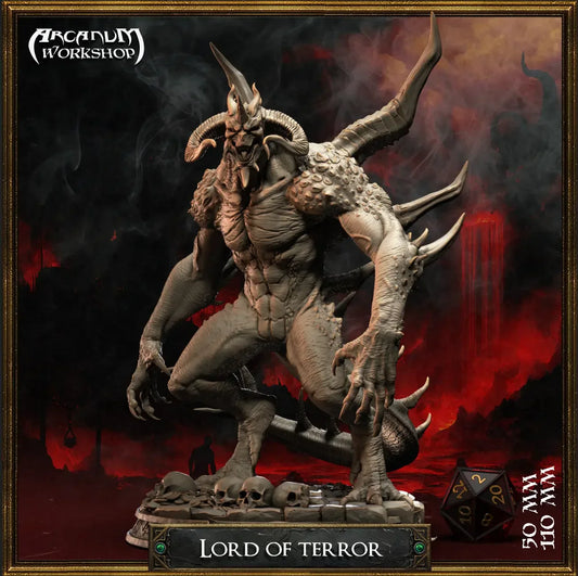 Lord of Terror angled pose highlighting massive tusks and clawed hands on skull base