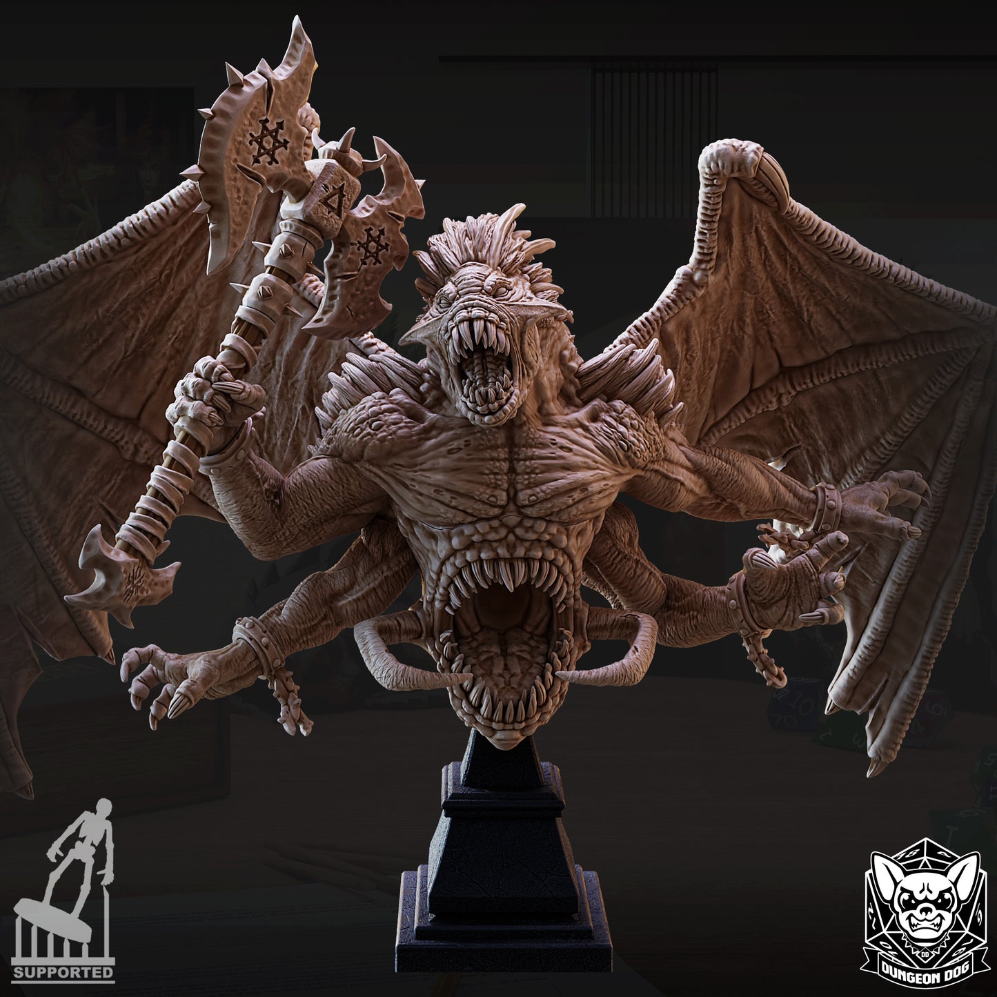 Klurichir Demon Lord Bust 3D printed resin statue for collectors and painters by D&K Custom Prints.