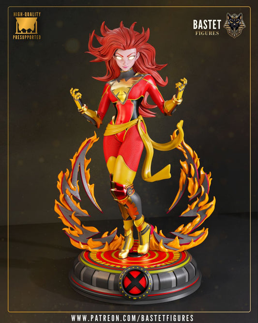 Phoenix Jean Grey resin fan art statue and bust collectible, 3D printed, customizable in raw, primed, or painted finishes