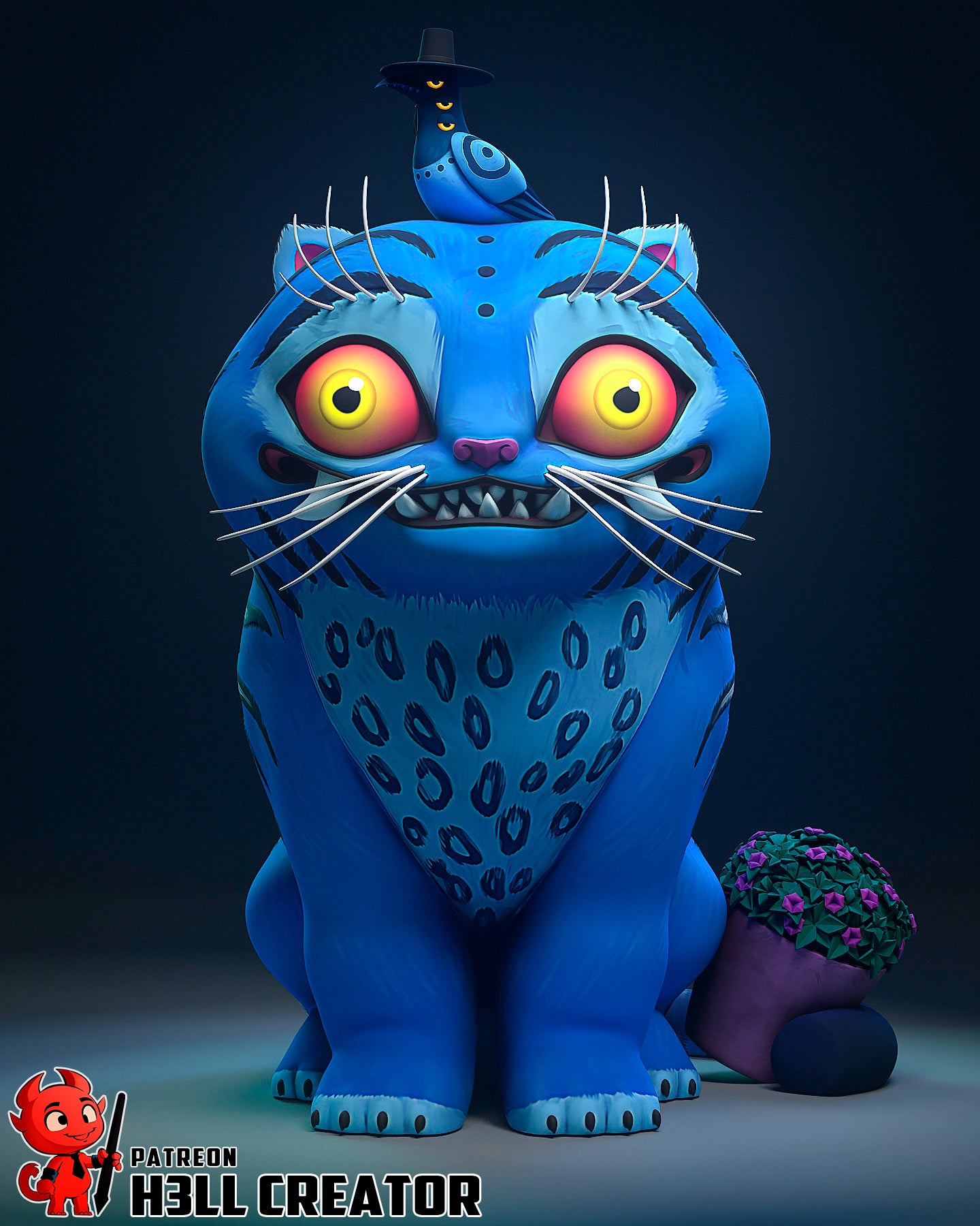 Derpie and Sussie resin collectible statue – 3D printed fantasy tiger with bird companion