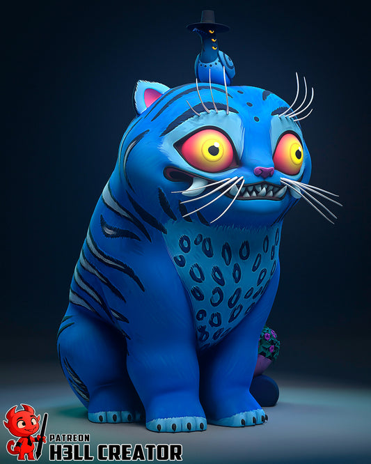 Derpie and Sussie resin collectible statue – 3D printed fantasy tiger with bird companion