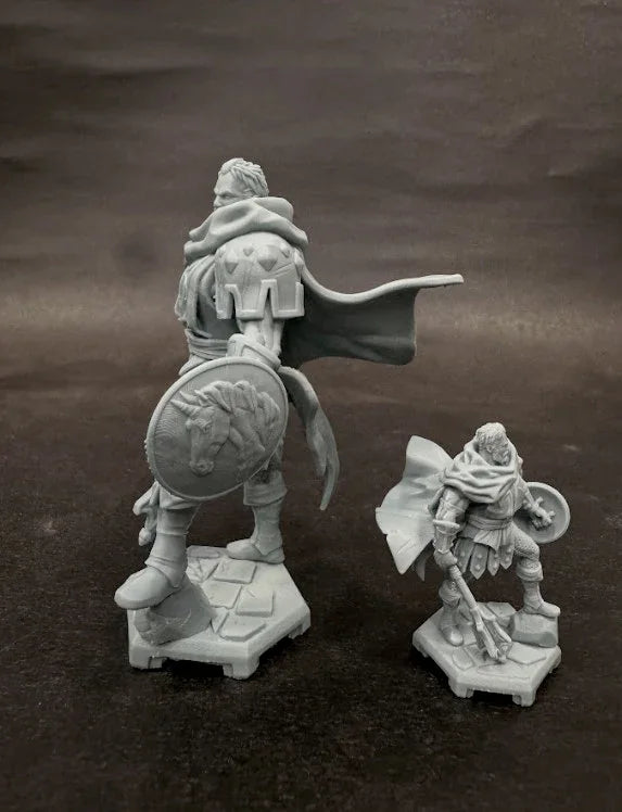 32mm vs 75mm scale comparison of Greldon miniatures