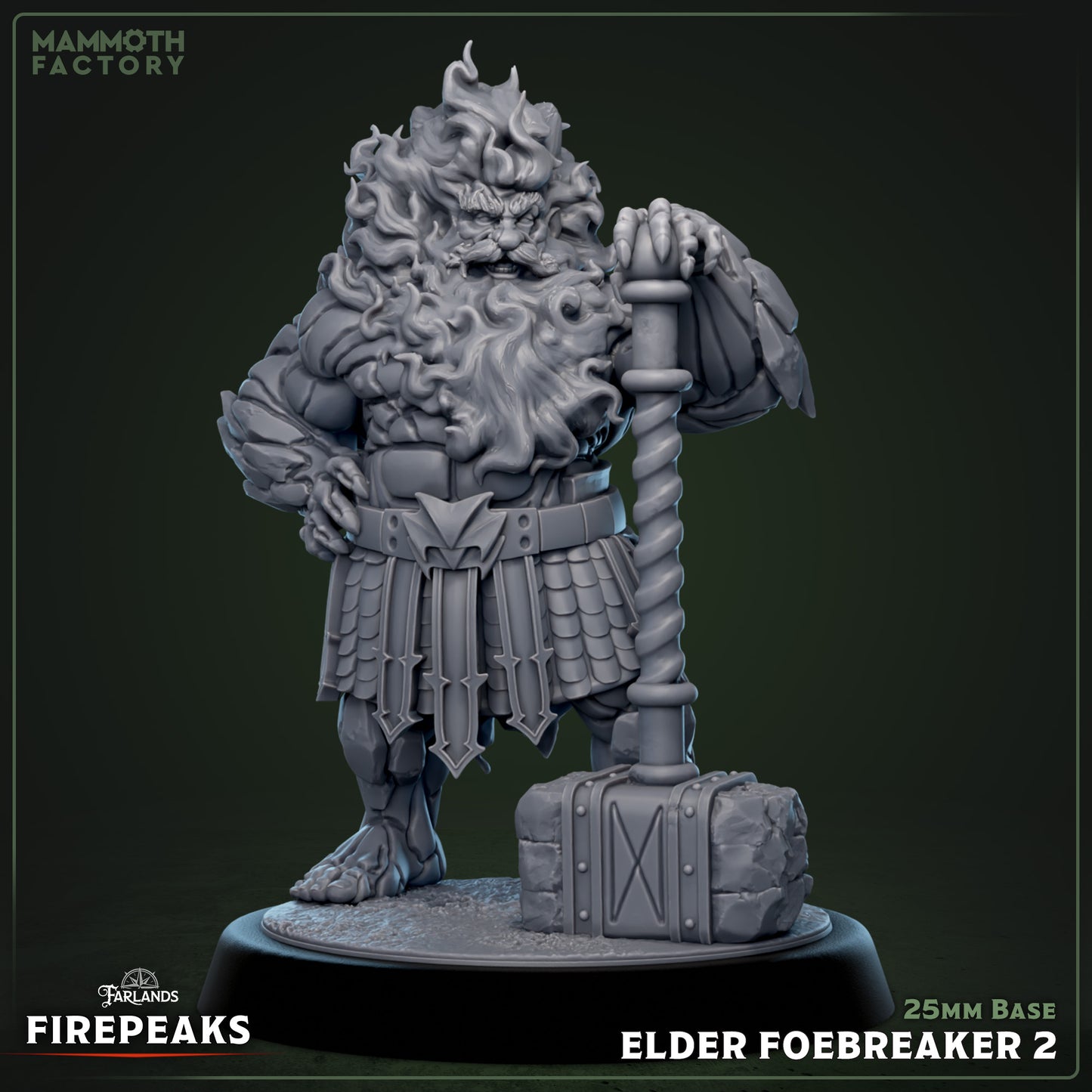 Elder Foebreaker resin miniature with axe and hammer poses on 25mm base.