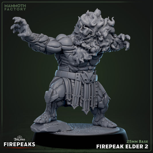 Firepeak Elder resin miniature elemental warrior with rocky skin on 25mm base