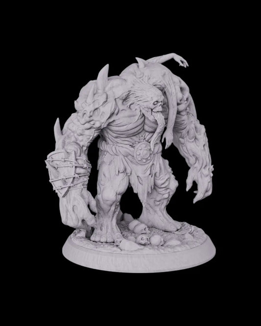 3D printed in gray resin of Flesh Golem miniature