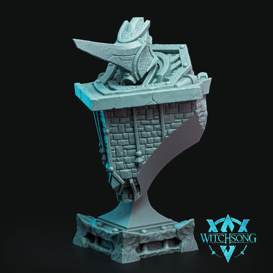Bust of the Gallant Castleguard miniature featuring brick-textured armor and detailed mechanical design, ideal for painting and collectors.