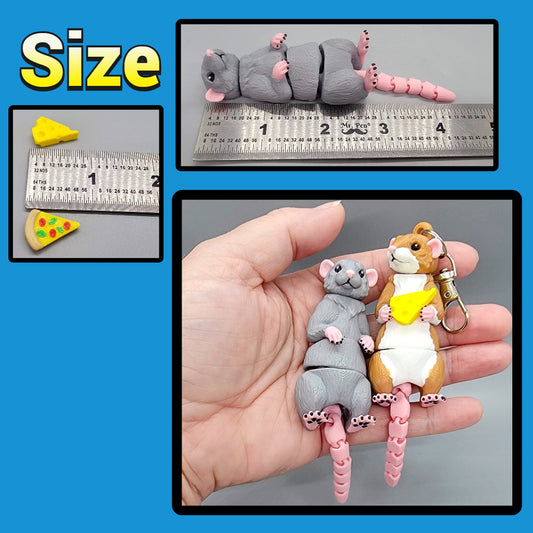 Wiggle Rat Fidget Toy, Keychain or Magnet