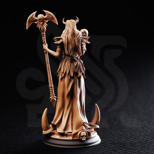 Underworld Goddess Hel resin miniature or bust display model with horned crown and skull armor