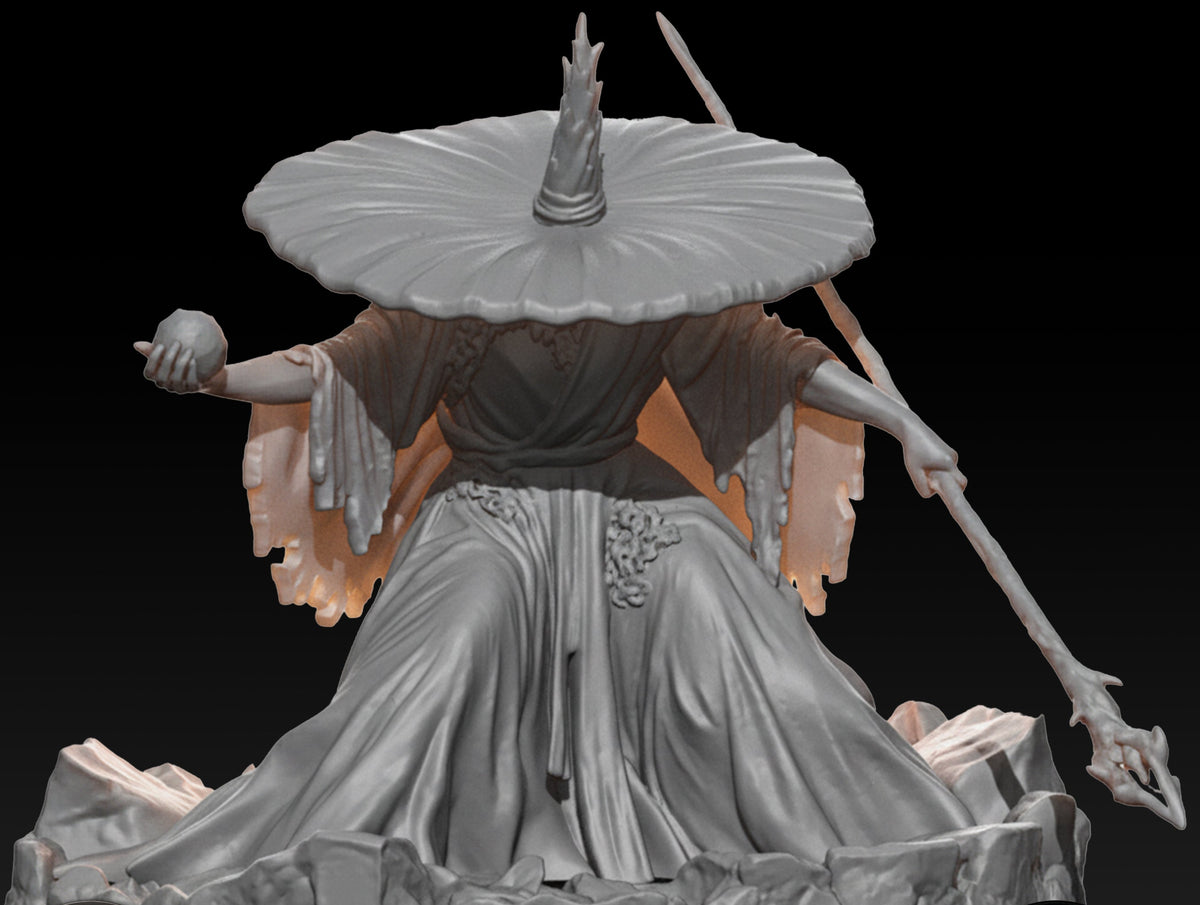 Elder Sorcerer resin miniature 32mm scale huge fantasy spellcaster with wide scenic base