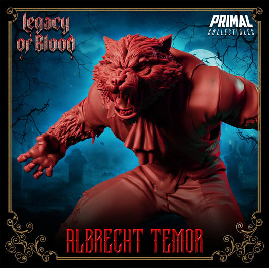 Albrecht Temor werewolf miniature from Legacy of Blood by Primal Collectibles, 3D printed fantasy figure