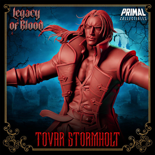Tovar Stormholt 3D printed miniature from Legacy of Blood line, available in 32mm, and 75mm. Resin model for painting and collecting