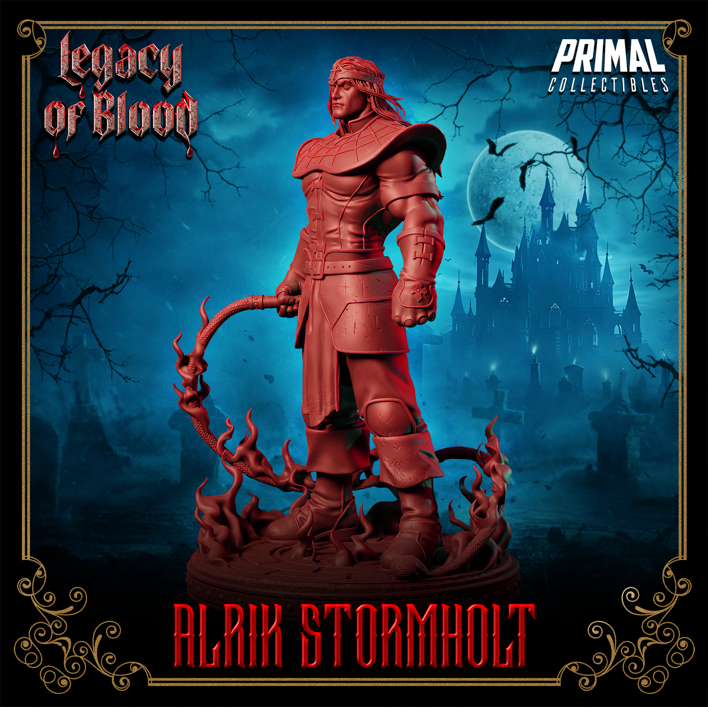 Alrik Stormholt Legacy of Blood resin miniature – 32mm and 75mm scales – detailed 3D printed fantasy figure – tabletop RPG collectible