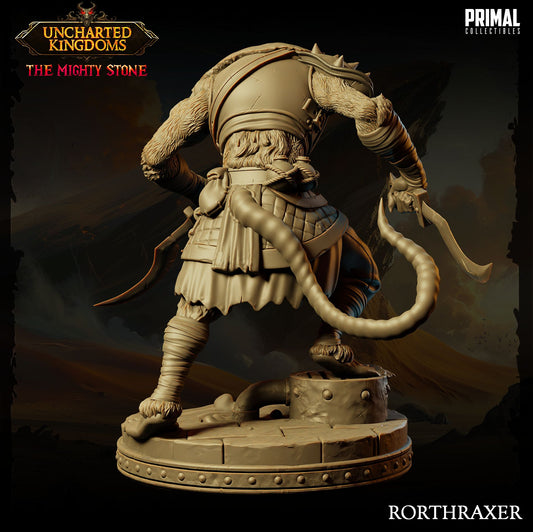 Rorthraxer wererat assassin resin miniature posed with curved blades ready for painting