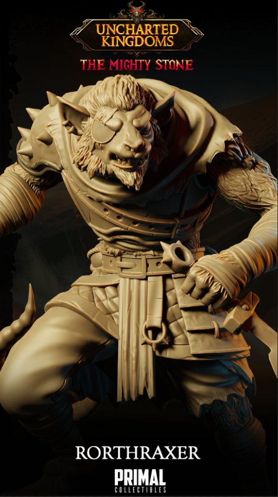 Rorthraxer wererat assassin resin miniature posed with curved blades ready for painting