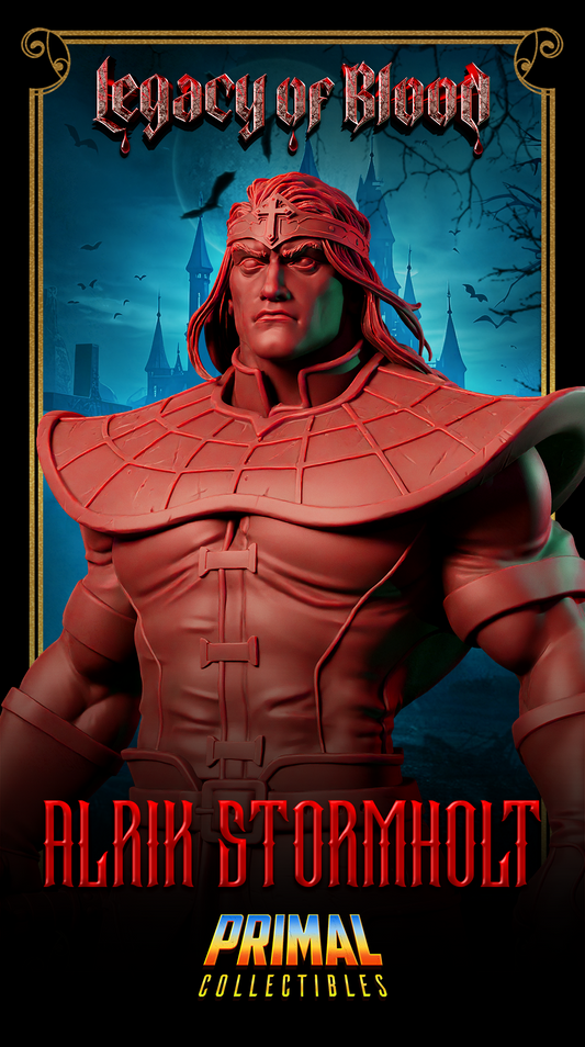 Alrik Stormholt Legacy of Blood resin miniature – 32mm and 75mm scales – detailed 3D printed fantasy figure – tabletop RPG collectible