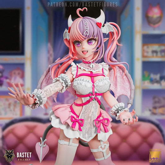 Close-up of Ironmouse anime figure with detailed corset and bows