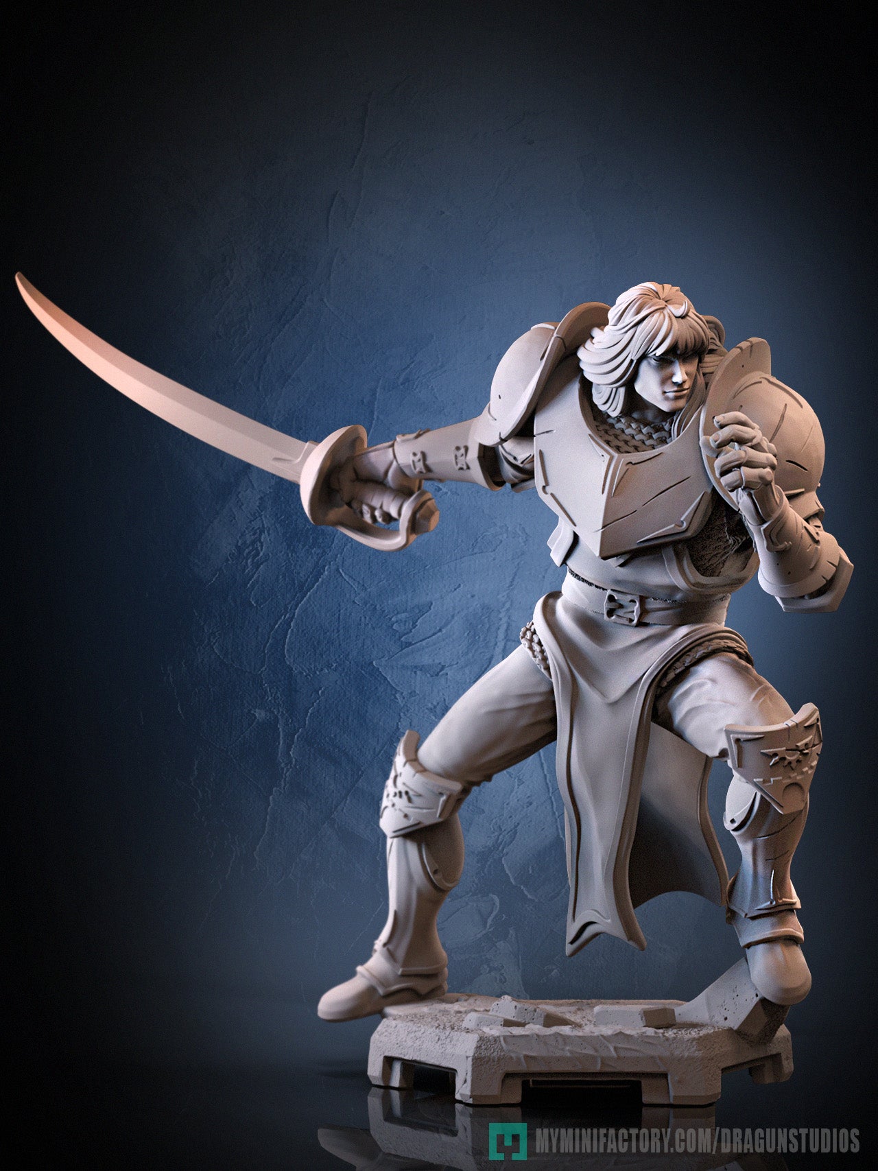 Lancelot v2 Heroic Knight Miniature in 32mm and 75mm scales.