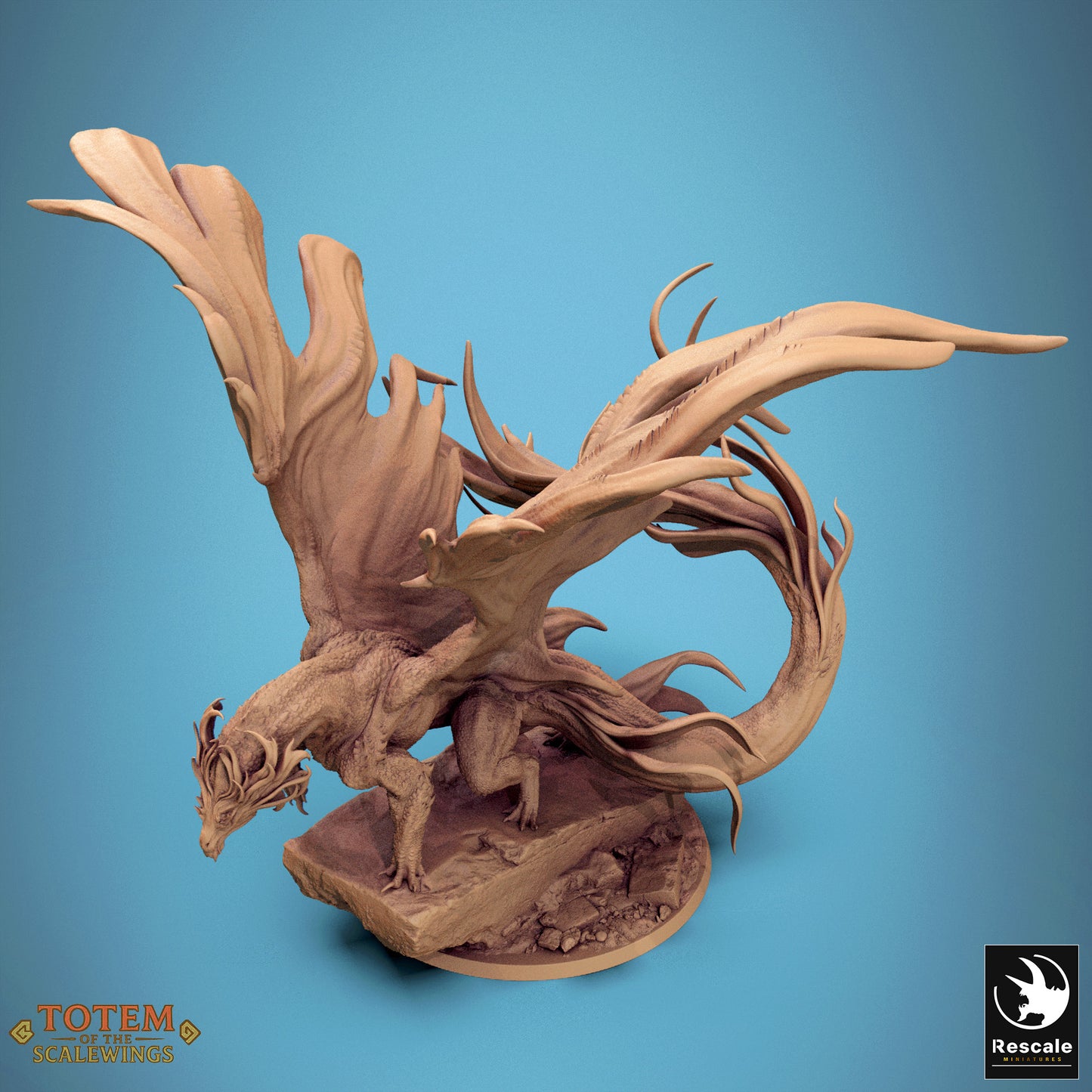 Overhead angle of seated brass dragon on circular base