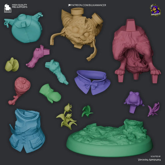 Exploded view of Palico miniature parts for easy assembly