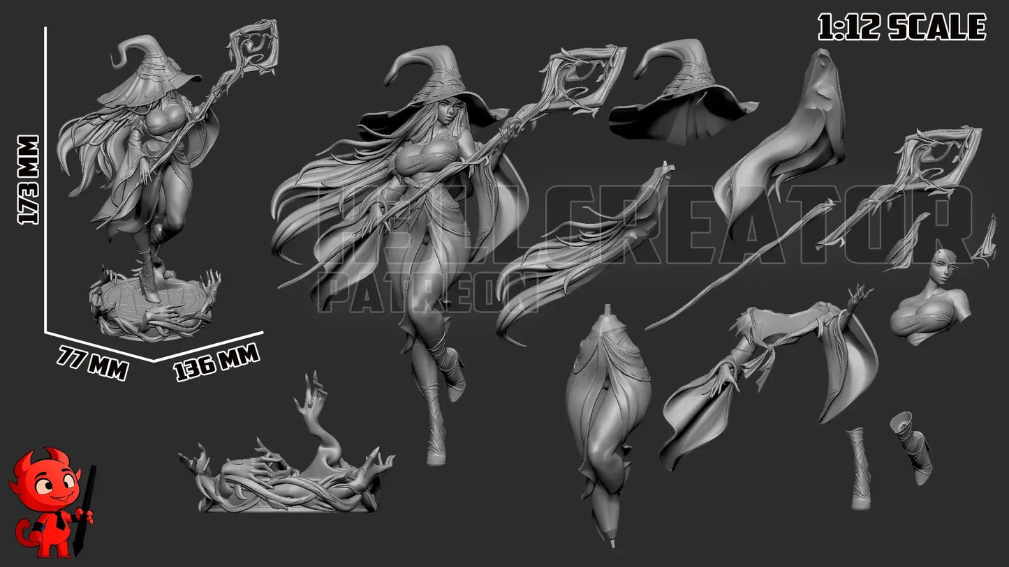 Recluse witch fan art parts layout with dimensions